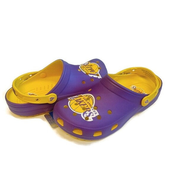 CROCS Mens 6 Womens 8 Slip On Clogs Los Angeles Lakers Sandals Shoes Purple Gold main image 8